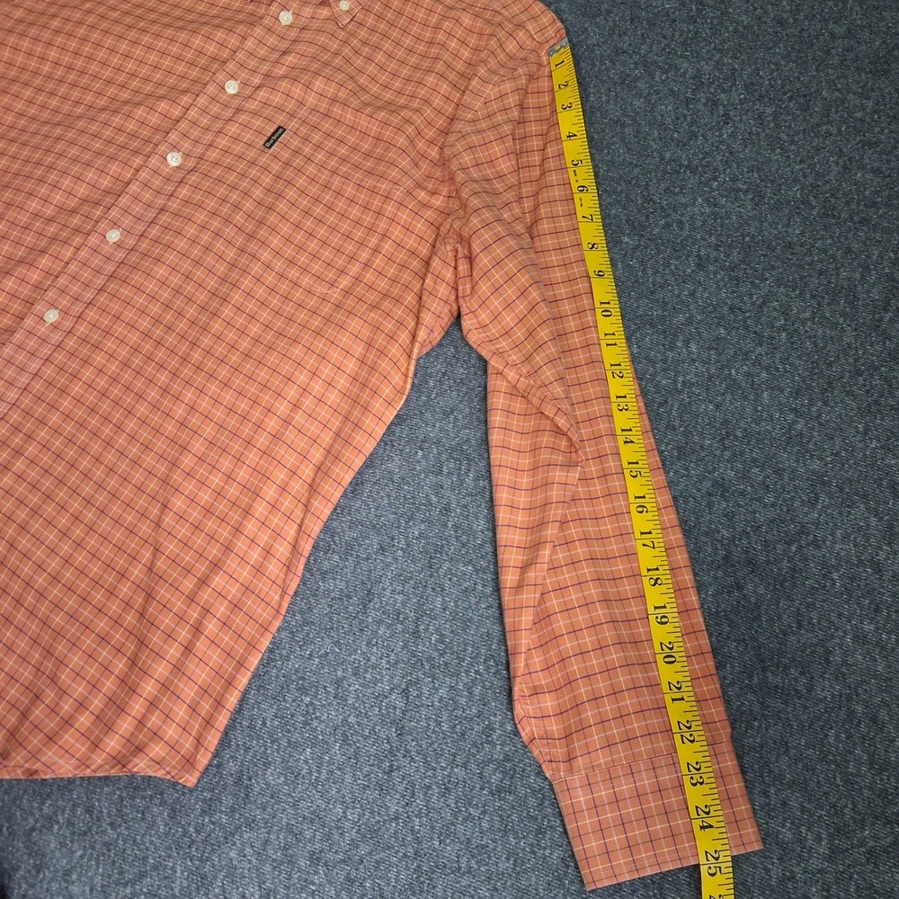 Barbour Mens Orange Tattersall Check Button Down Shirt Cotton Size Medium Preppy - Picture 4 of 10